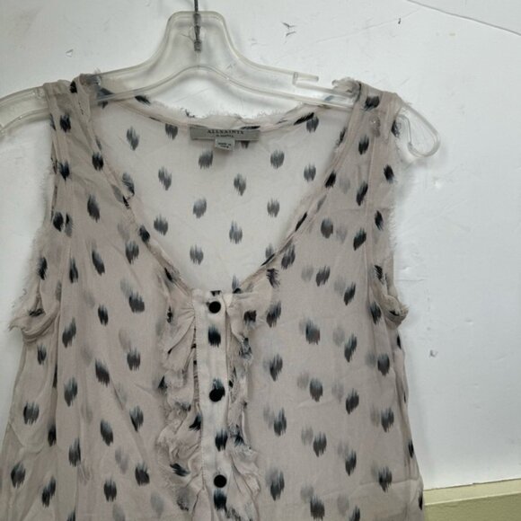 All Saints Deidre Ruffle Sheer Mini Dress Lightweight Print Fairy Ruffles Pink - Picture 5 of 16